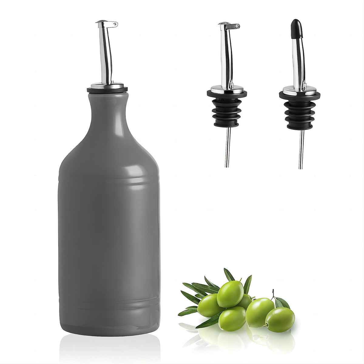 Sweejar Ceramic Olive Oil Dispenser Bottle, Opaque Oil Cruet Protects Oil to Reduce Oxidation, Suitable for Storage Oil, Vinegar, Coffee Syrups & Other Liquids, Pack of 1, 15.5 Fl Oz (White)
