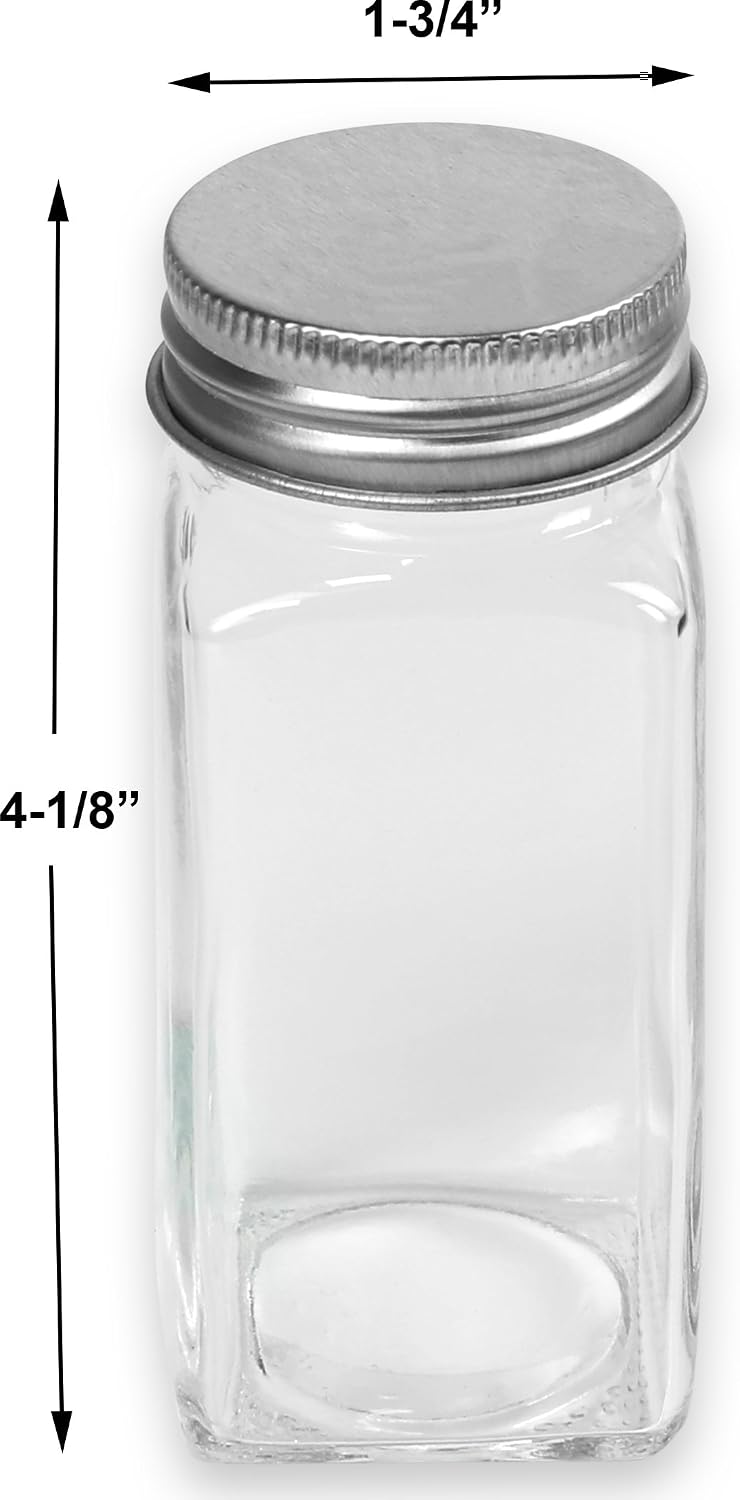Simple Houseware Spice Jars 4-oz Square Glass Bottles, 12 Pack
