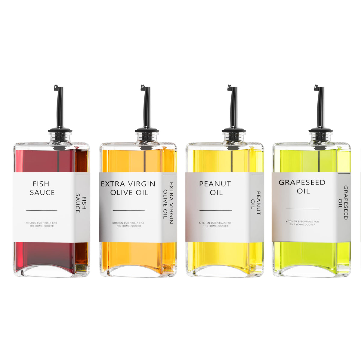 Kitchen Cooking Oil Dispenser Set, Olive Oil & Vinegar Bottles, Soy Sauce Dispenser - 4 Pieces, Gold, Elegant Book Design, Durable, Leak-Proof, Easy-Pour Spouts, Perfect for Kitchen, Dining Table