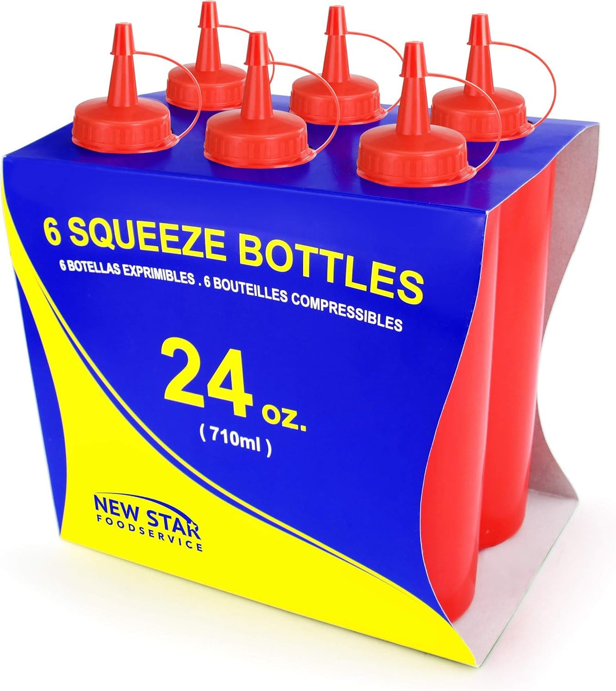 New Star Plastic Squeeze Bottle, 12-Ounce, Set of 6, Clear