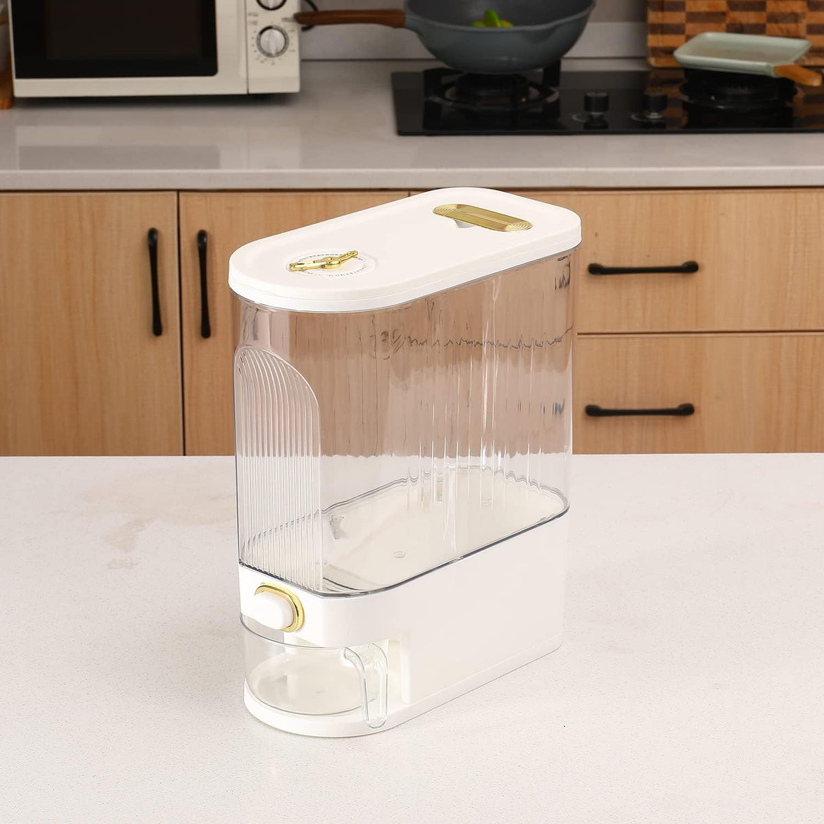 Sooyee Clear Rice Dispenser, Large Cereal Dispenser with Lid