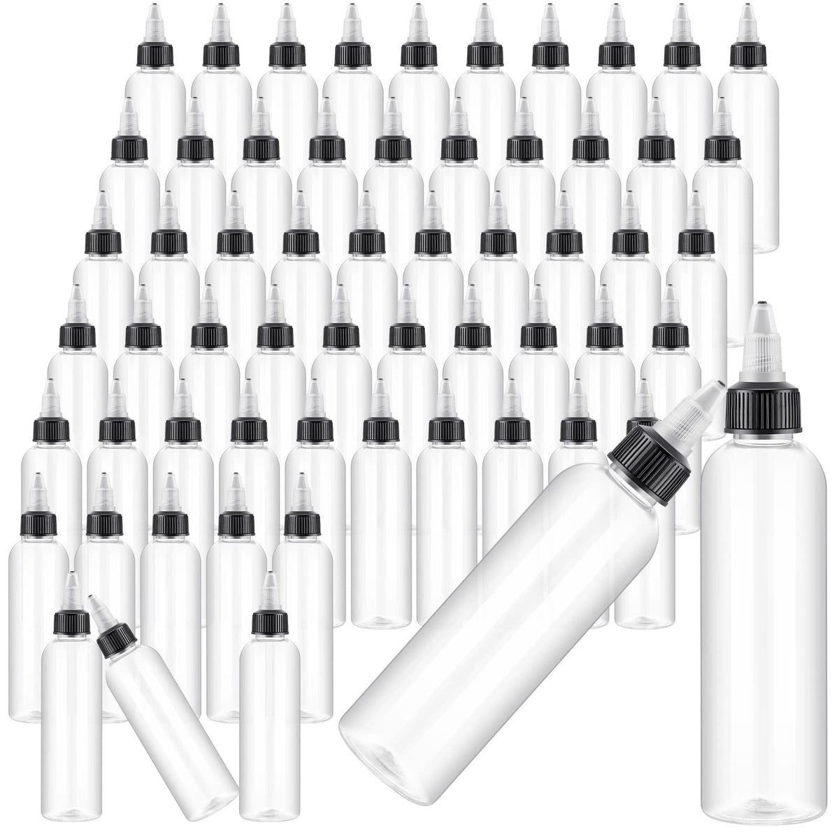 Irenare 100 Pcs 4 oz Plastic Squeeze Bottles with Top Cap Bulk, Clear