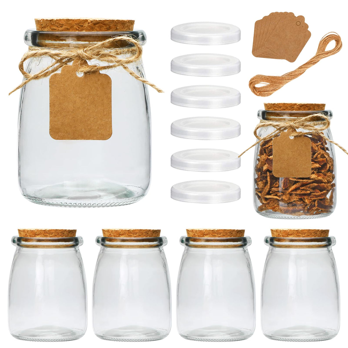 7 oz Glass Jars with Lids,Mini Yogurt Jars 30 Pack, Apothecary Jars