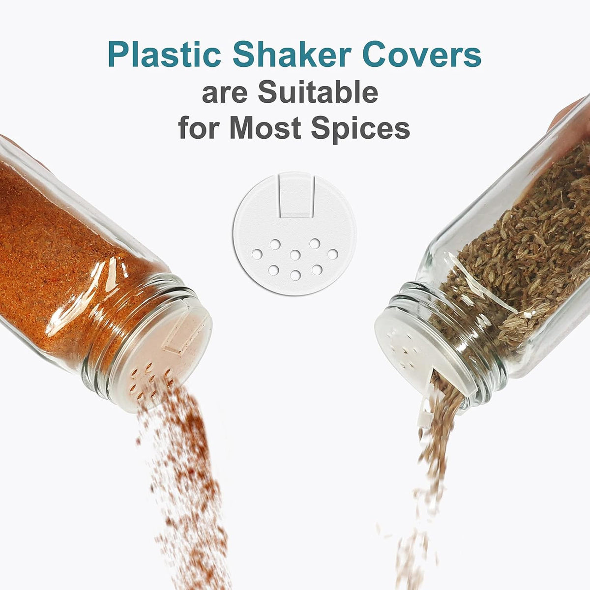 CycleMore 48 Pack 4oz Glass Spice Jars with Metal Caps and Shaker Lid