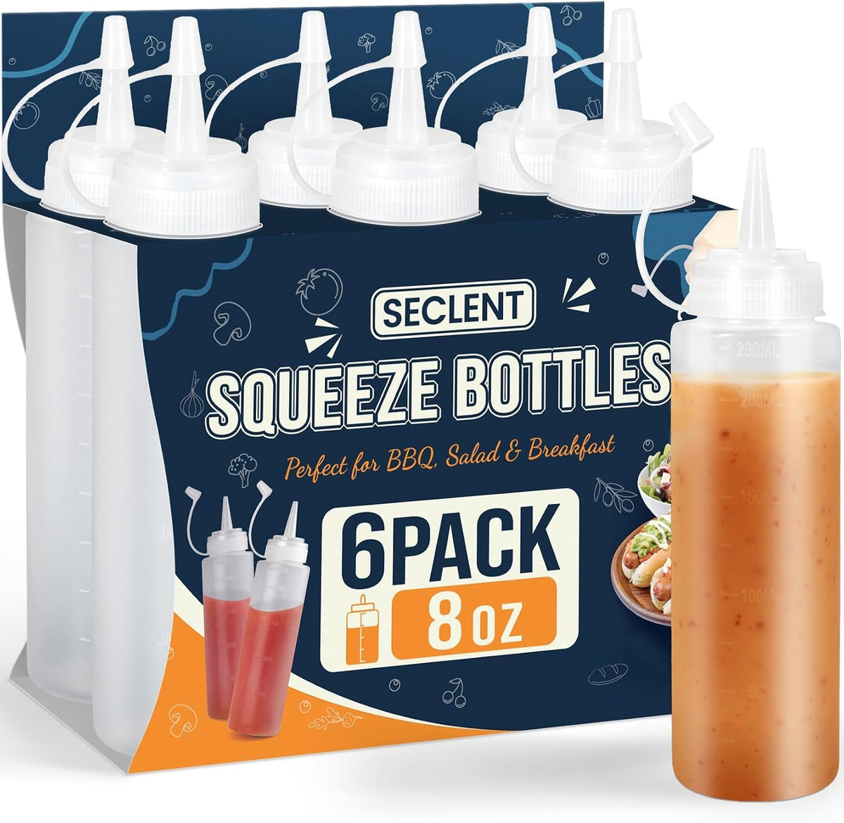 8oz Squeeze Bottles, Sauce Bottles, Squirt Bottle, Salad Dressing Bottle