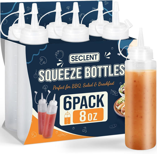 8oz Squeeze Bottles, Sauce Bottles, Squirt Bottle, Salad Dressing Bottle