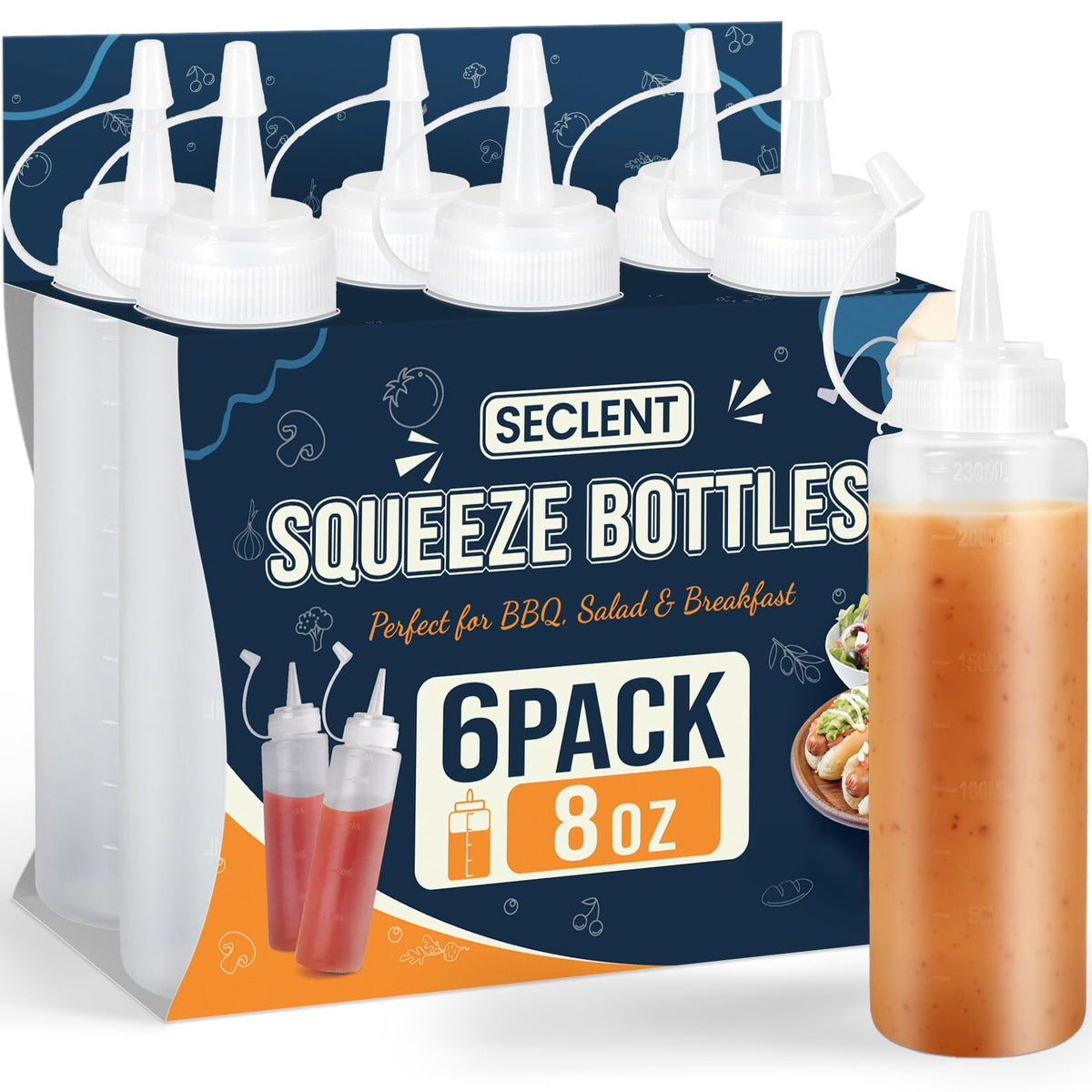 8oz Squeeze Bottles, Sauce Bottles, Squirt Bottle, Salad Dressing Bottle