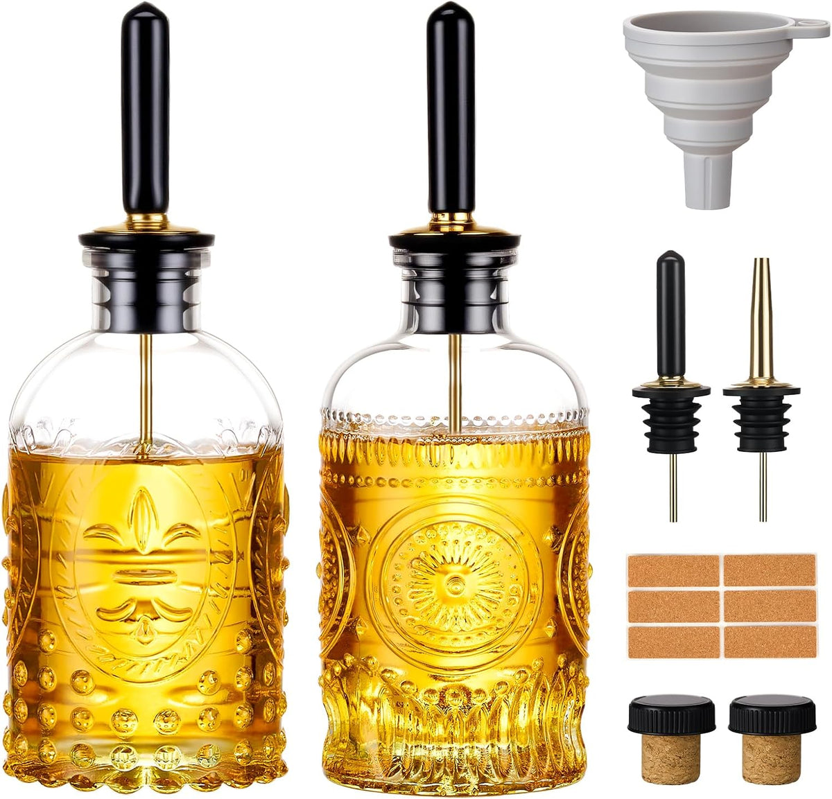 Baalaka Glass Olive Oil Dispenser Bottle Set, 7 oz, 2 Pack