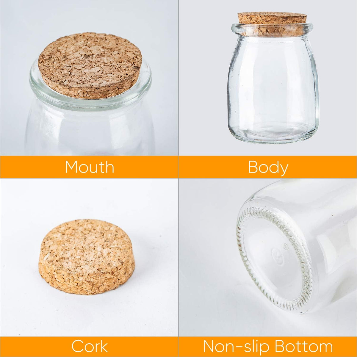 7 oz Glass Jars with Lids,Mini Yogurt Jars 30 Pack, Apothecary Jars