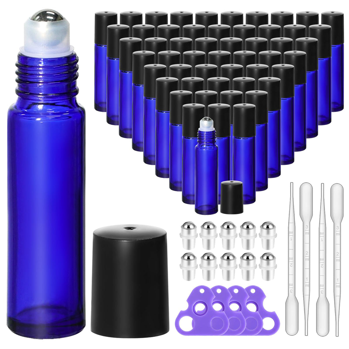 KEYWING 10ml Clear Glass Roller Rottles for Essential Oils, 54 Pack