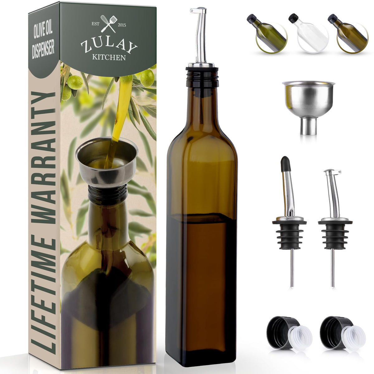 Zulay Kitchen 17oz Olive Oil Glass Dispenser Bottle