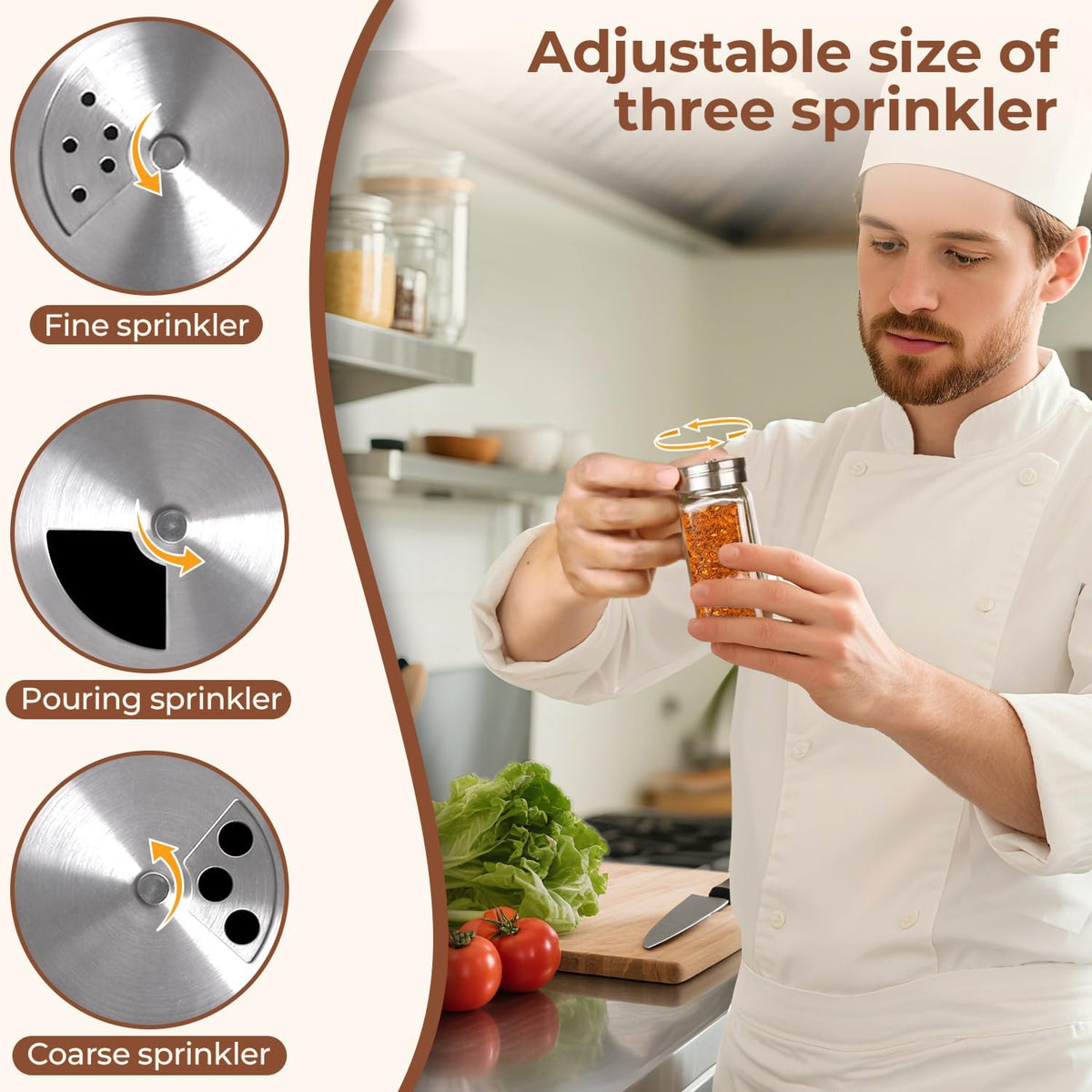 ComSaf Glass Spice Jars with Shaker Lids 4 oz 6 Pack Square
