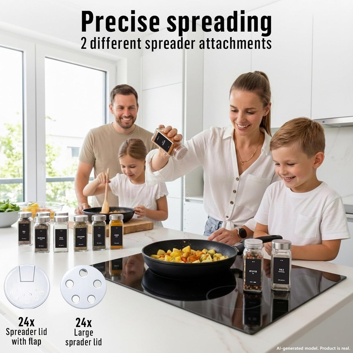 Deco haus Glass Spice Jars with Label 24x4oz - Spice Containers +280 Labels