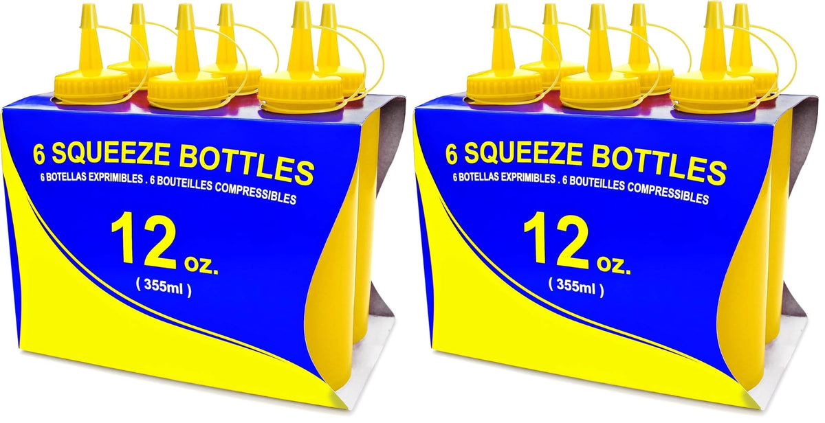 New Star Plastic Squeeze Bottle, 12-Ounce, Set of 6, Clear