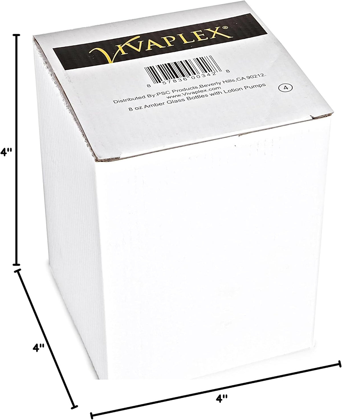 Vivaplex Large 8oz Empty Amber Glass Bottles with Black Lotion Pumps - 4 pk