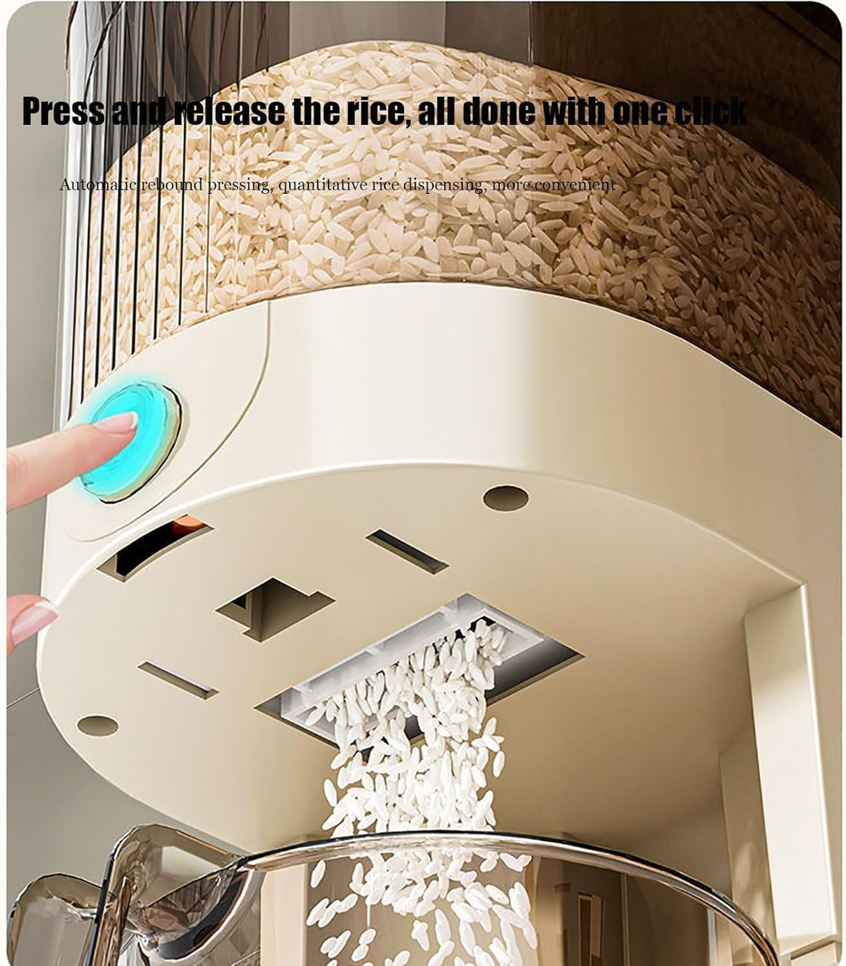 Peaoop 22LBS Rice Dispenser, Large Grain Container Storage with Lid Measuring Cylinder Household Cereal Dispenser Bucket for Kitchen Soybean Corn (22lb)