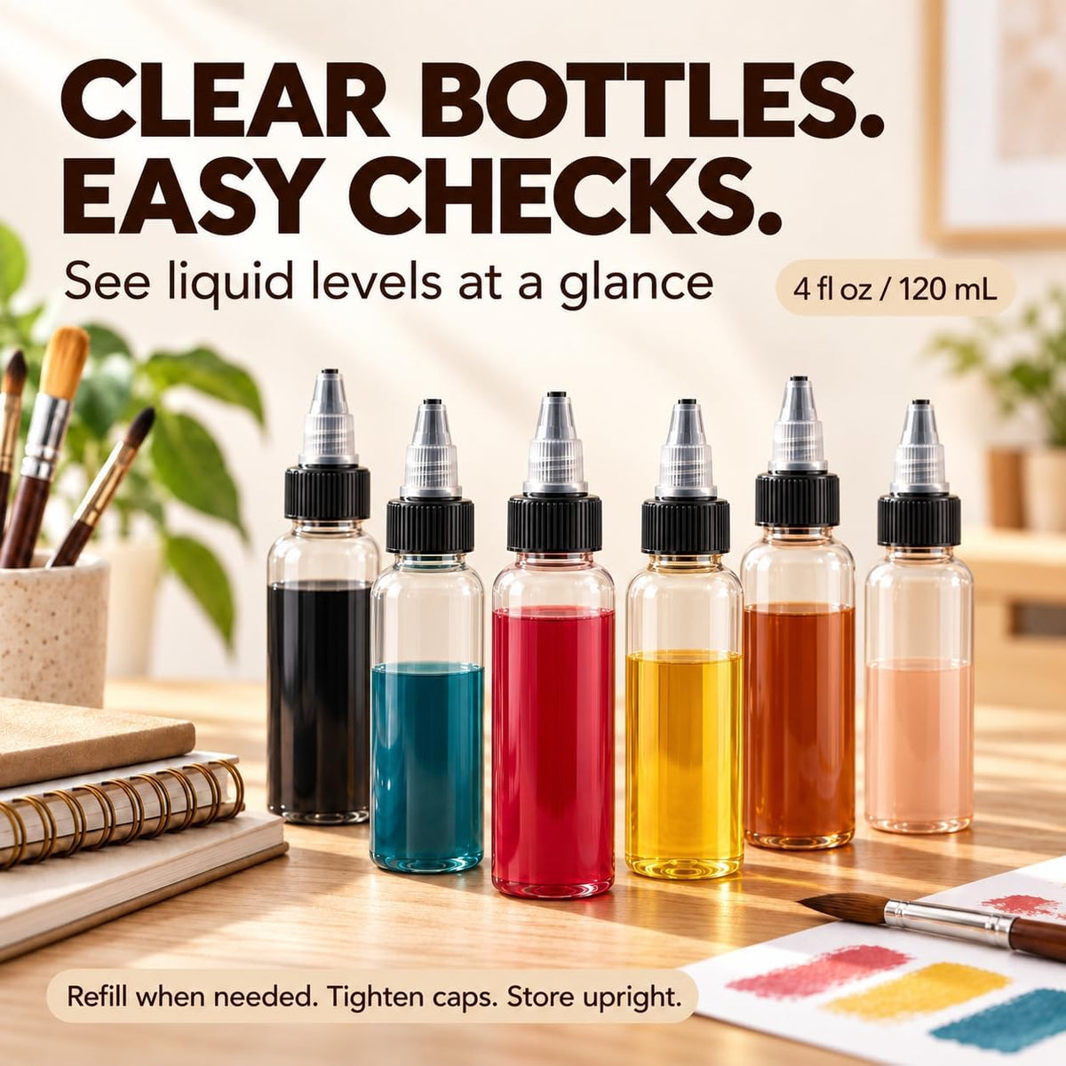 40 Pack Clear Dispensing Bottles,4oz Squeeze Bottles with Twist Top Caps