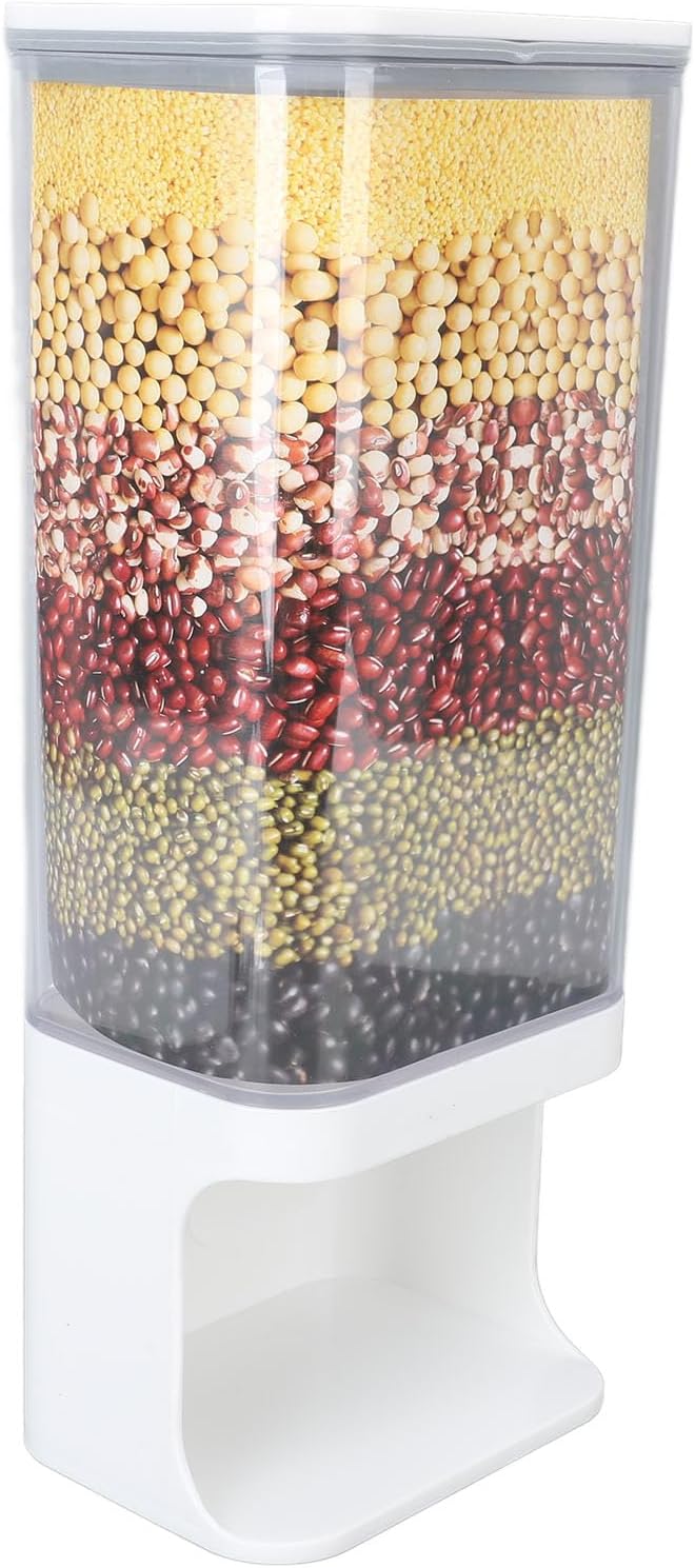 Rice Container Airtight Storage Dispenser Wall Mounted Press Type