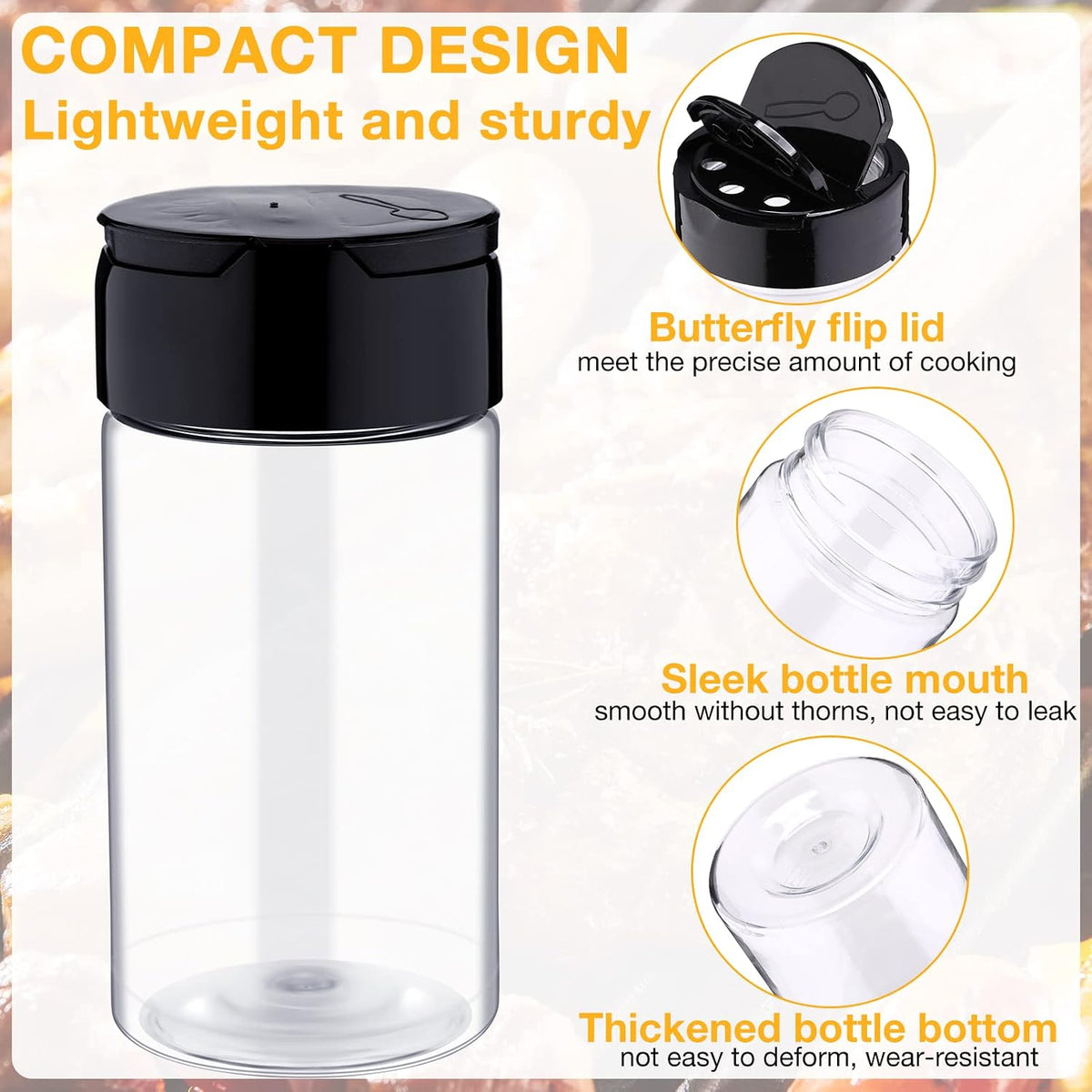 Mimorou 8.7 oz 30 Pack Plastic Spice Jars with Shaker Lids Clear Seasoning Containers Spice Bottles for Kitchen Storing Herbs Seasoning Powders (Cylinder)