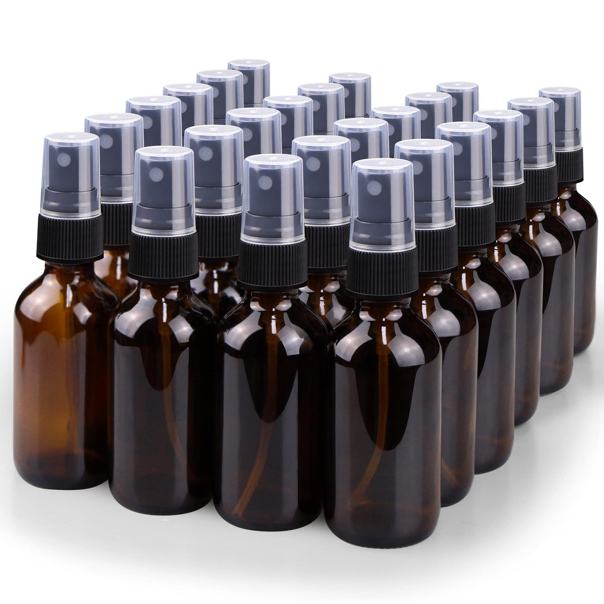 Wedama Spray Bottle, 2 oz Fine Mist Glass Spray Bottles, Little Refillable Liquid Containers for Watering Flowers Cleaning (16 Pack, Amber)