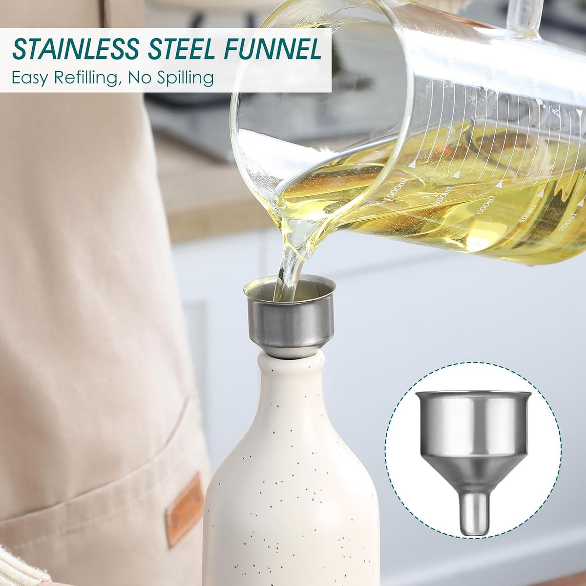 vancasso 20 Oz Ceramic Olive Oil Dispenser Bottle, Oil and Vinegar, Cream