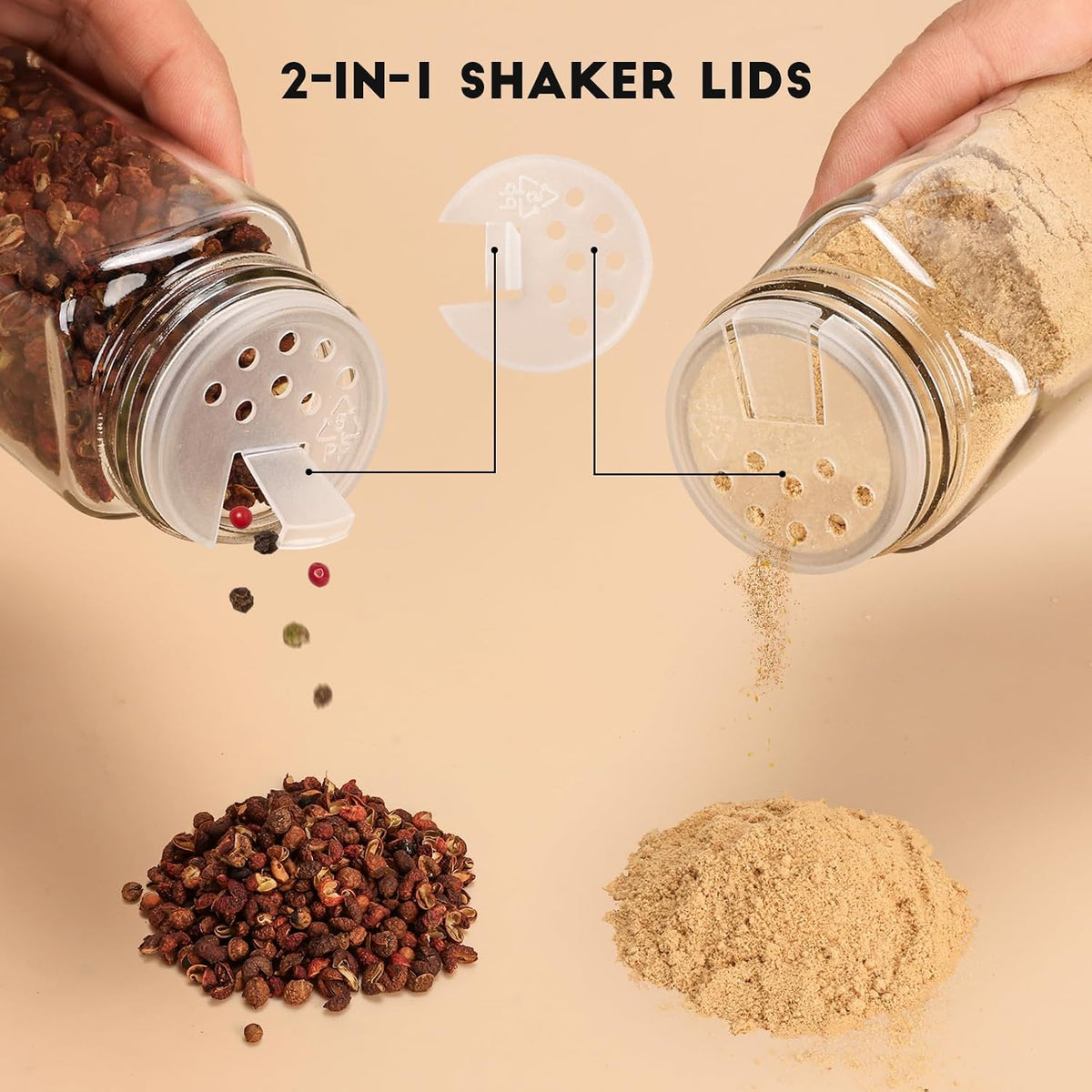 DIDITIME 6Pack Spice Jars with Label, 4oz Empty Square Seasoning Containers
