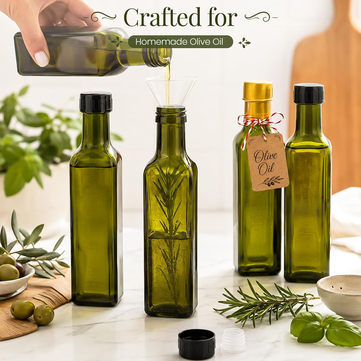TBWIND 15 Pack 8.5oz (250ml) Olive Oil Bottles with Airtight Caps