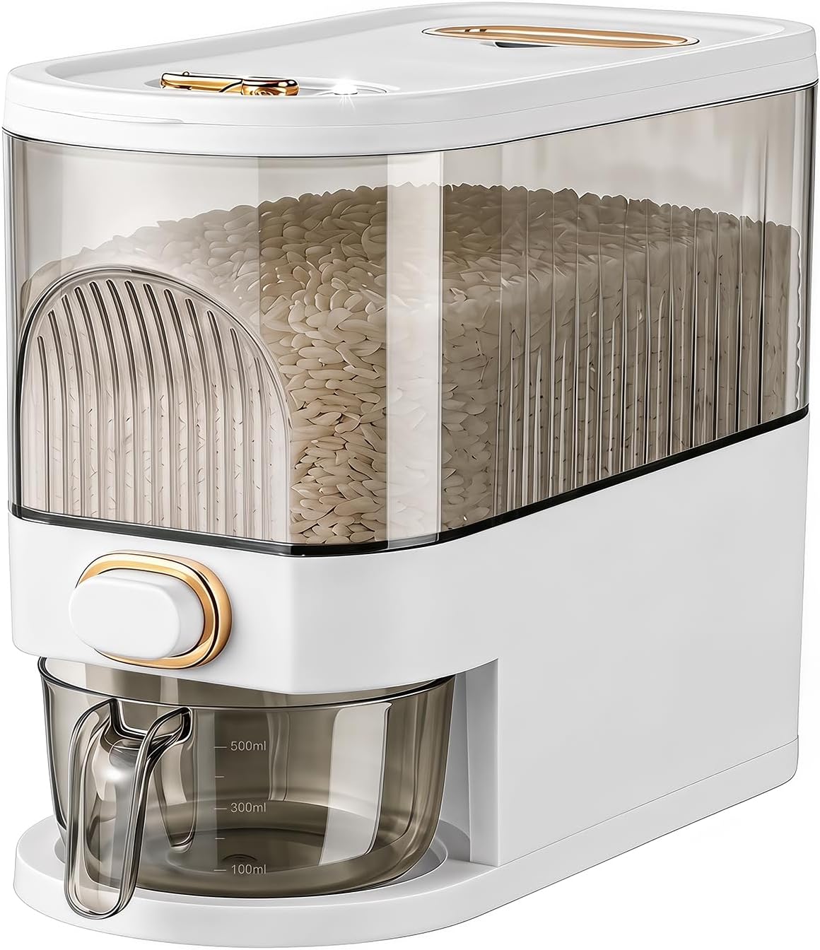 11lb Rice Dispenser – Airtight Rice Storage Container with Date Dial & Measuring Cup, Cereal Dry Food Storage Containers for Kitchen Pantry Household, BPA-Free