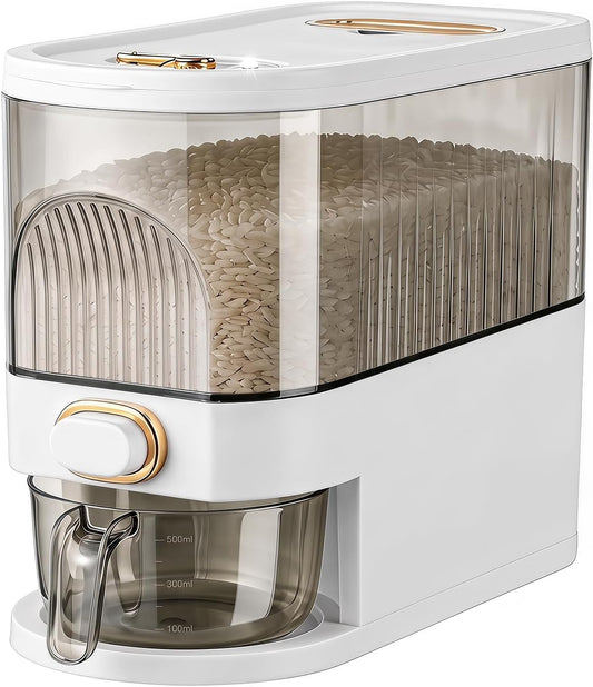 11lb Rice Dispenser – Airtight Rice Storage Container with Date Dial & Measuring Cup, Cereal Dry Food Storage Containers for Kitchen Pantry Household, BPA-Free