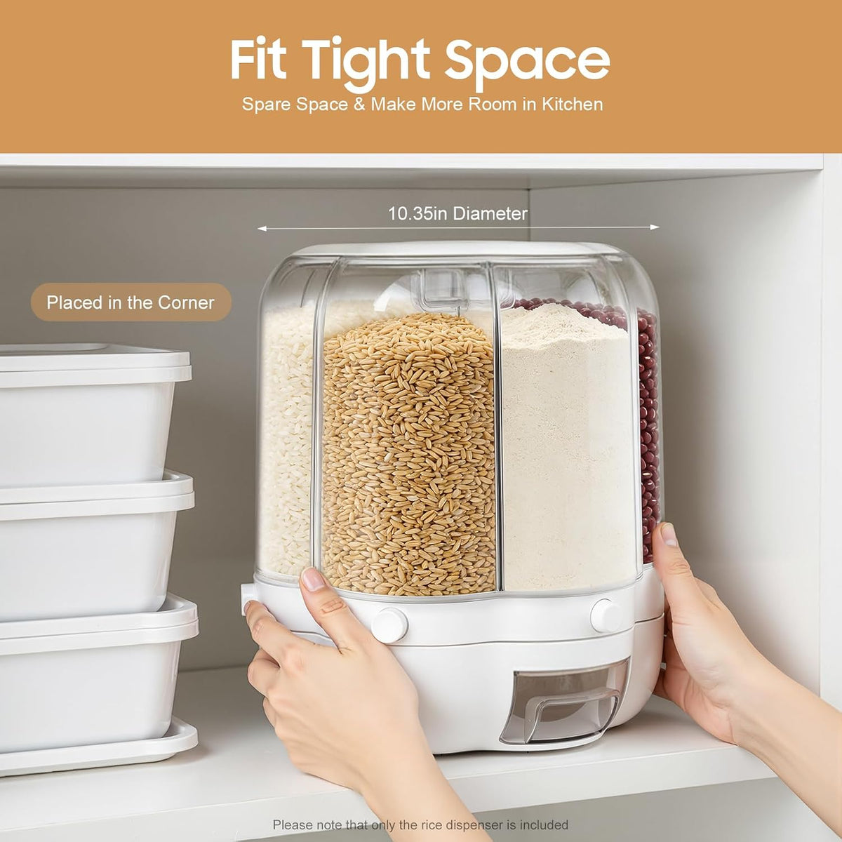 6 Grids Large Rice Food Grain Dispenser, 360° Rotation Rice Container With Six Storage Compartments, Pantry Storage Container For Storing Flour, Nuts, Coffee Beans, Sweets, Cereals