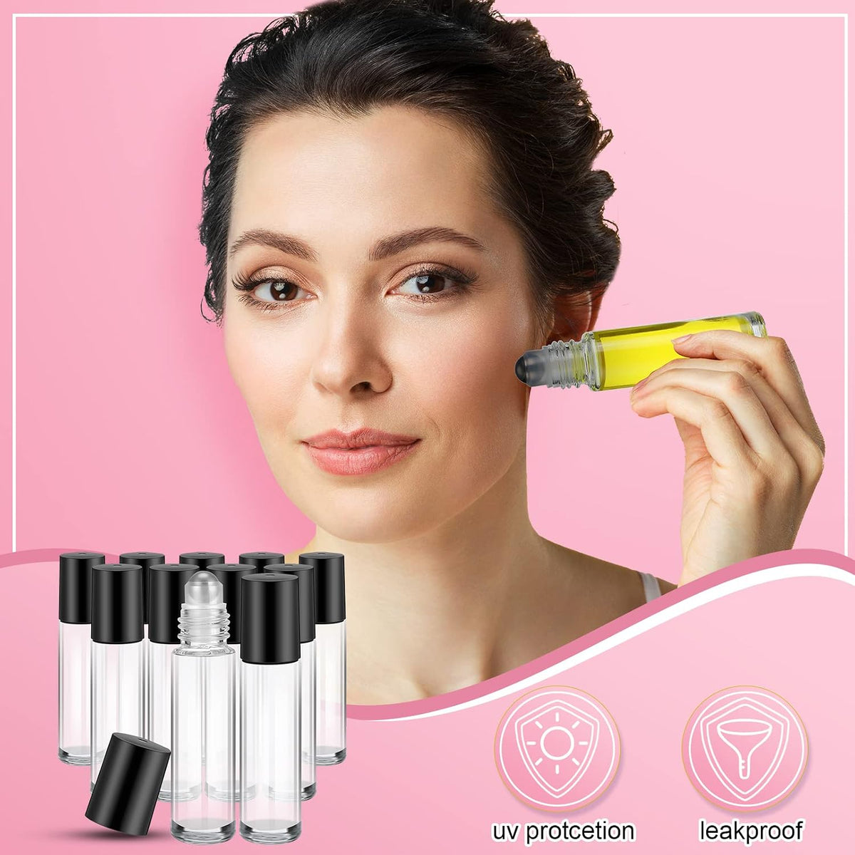 Sumind 150 Pcs Glass Essential Oil Roller Bottles 10 ml, Clear