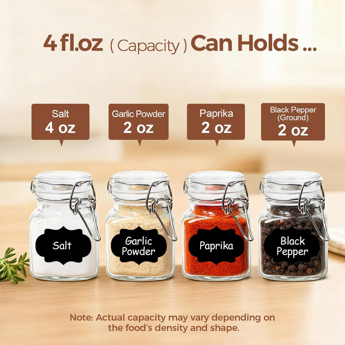 ComSaf Square Small Glass Spice Jars with Airtight Lids 4 oz 12 Pack Pantry