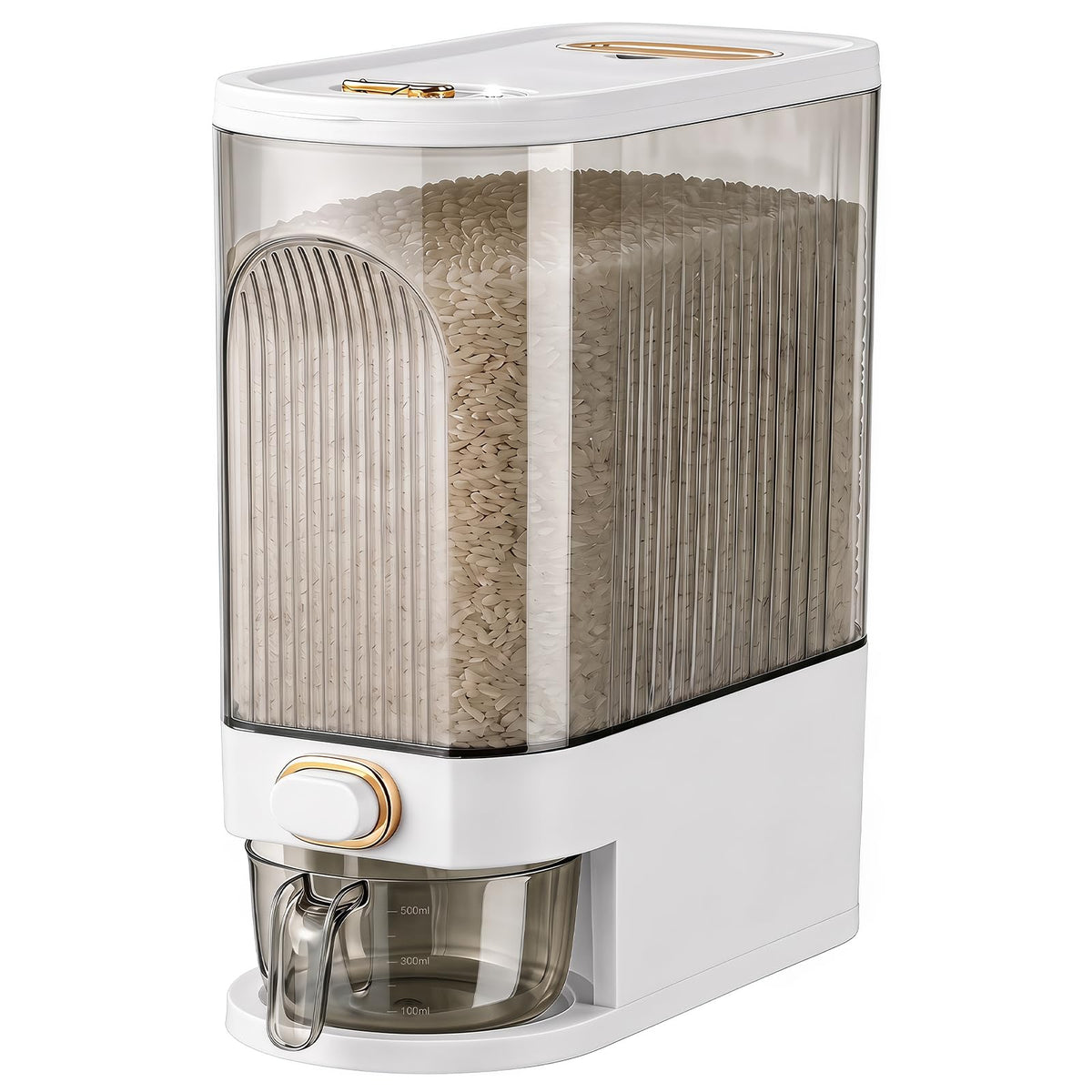 11lb Rice Dispenser – Airtight Rice Storage Container with Date Dial & Measuring Cup, Cereal Dry Food Storage Containers for Kitchen Pantry Household, BPA-Free