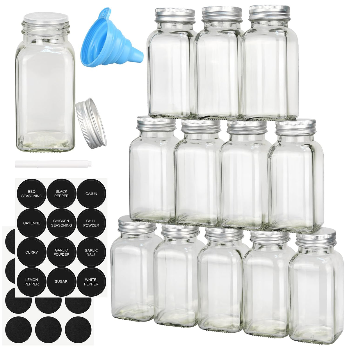 DkOvn 12/24/36 Pack Glass Spice Jars, 4oz Empty Spice Jars