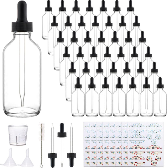 42 Pack 4oz Clear Glass Bottles with Glass Eye Droppers