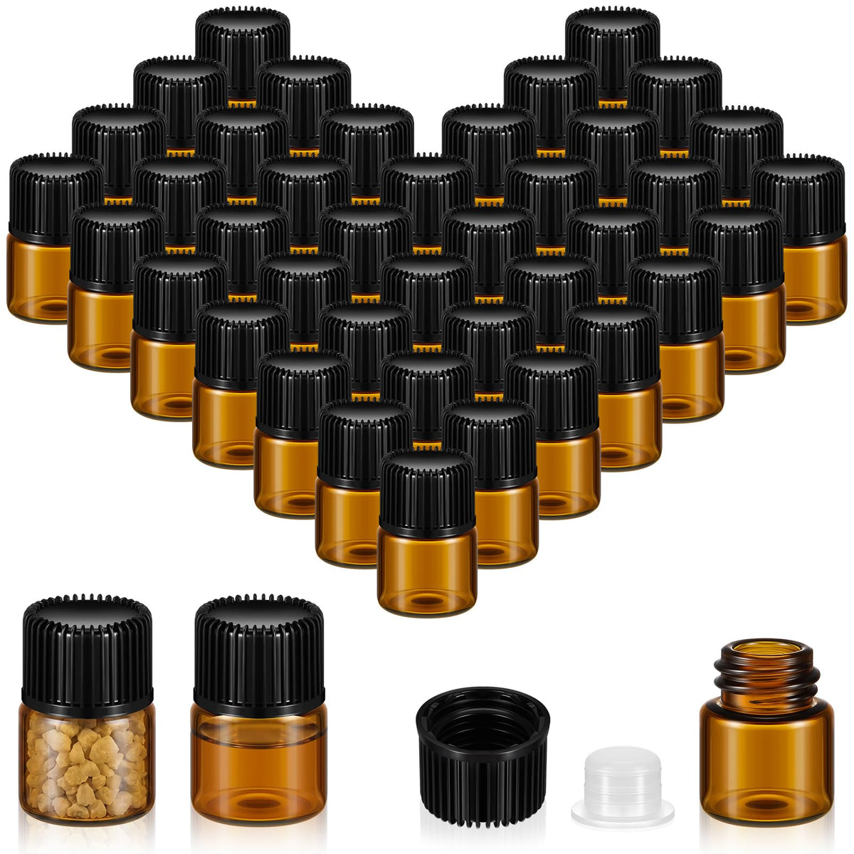 Lallisa 80 Pcs 5 ml Glass Vials with Screw Caps, Leakproof Small Glass Bottles Bulk, Mini Sample Vials with Plastic Stopper for Essential Oils, Sample, DIY Craft (Clear with Black Cap)