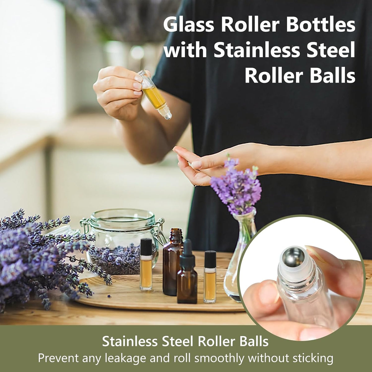 KEYWING 10ml Clear Glass Roller Rottles for Essential Oils, 54 Pack