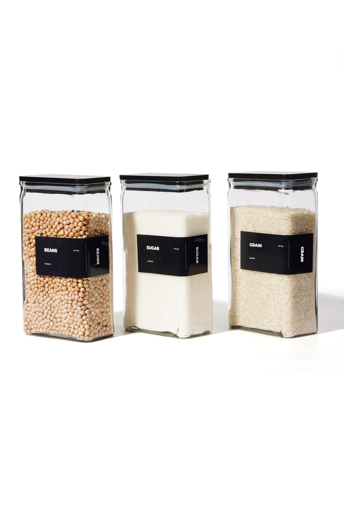 APT 1101 Glass Storage Jars with Bamboo Lid, glass canisters with airtight lids, Clear jars with lids for Spice, Cookie, Candy, Tea, Coffee Bean and Rice (White, 4oz, set of 12)