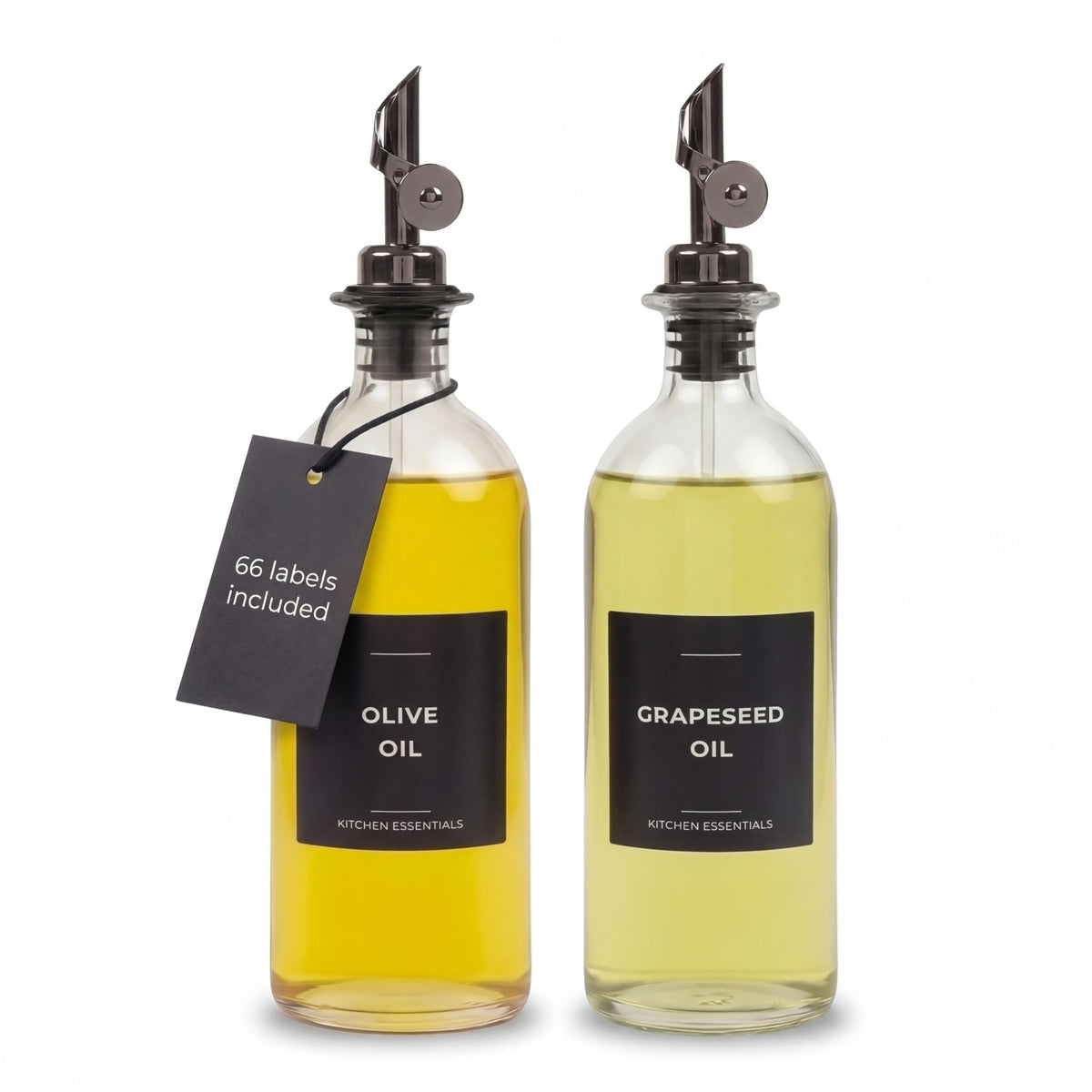 Oil Dispenser for Kitchen, Glass Olive Oil Dispenser Bottle Set of 4, Black