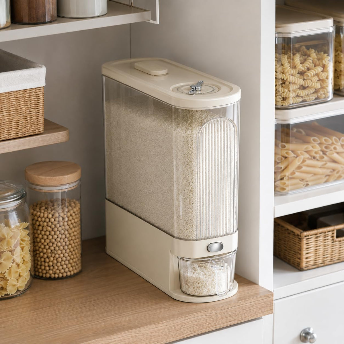 UFORU Rice Dispenser 22LB,Large Rice Storage Container with Measuring Cup