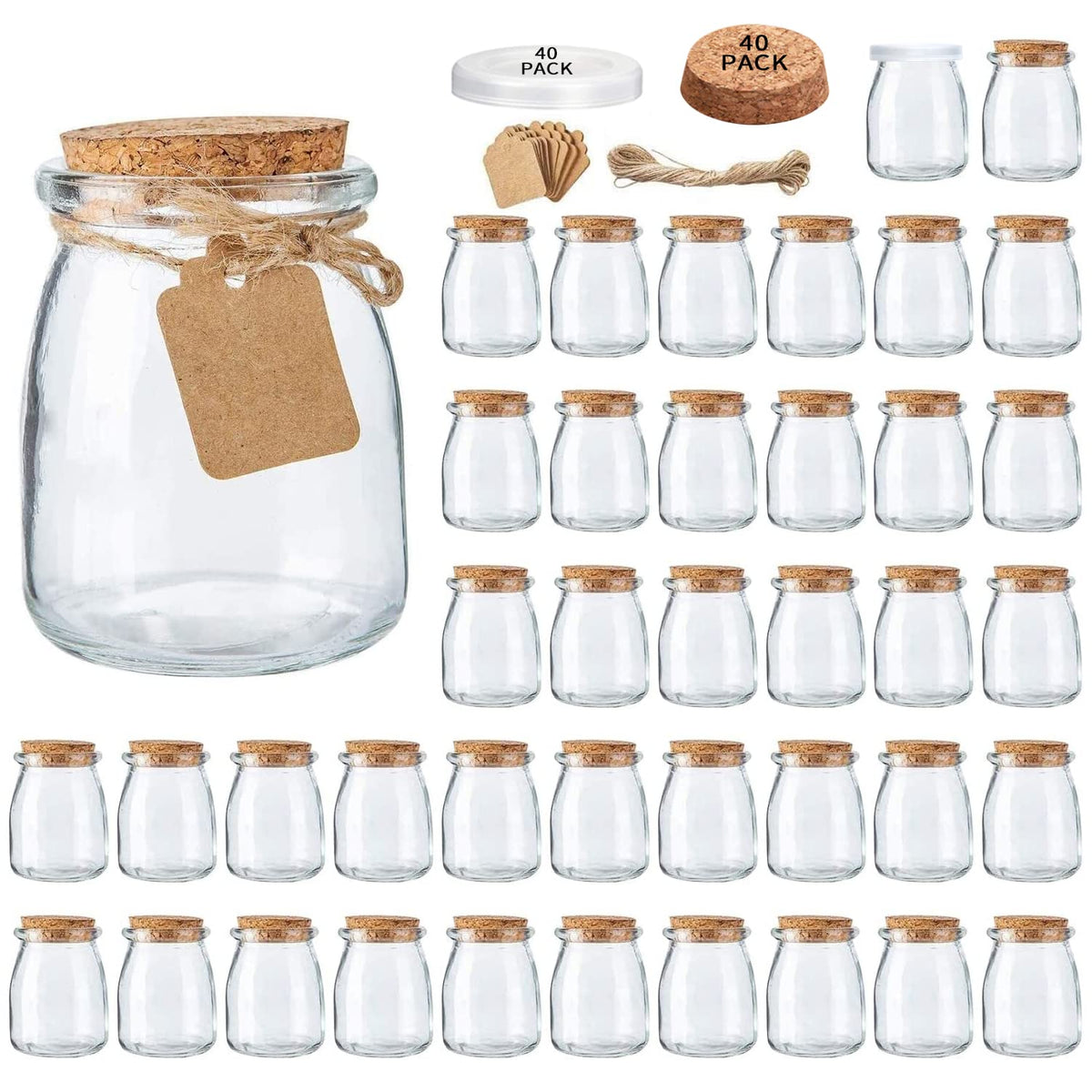 7 oz Glass Jars with Lids,Mini Yogurt Jars 30 Pack, Apothecary Jars