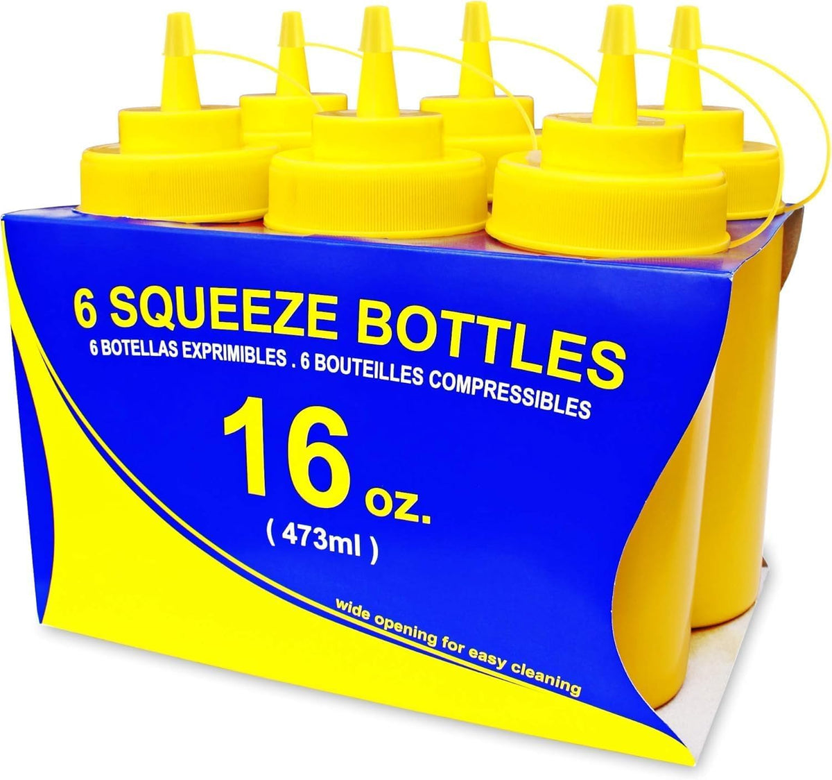 New Star Foodservice Plastic Squeeze Bottles, 32oz, Clear, 6 pk