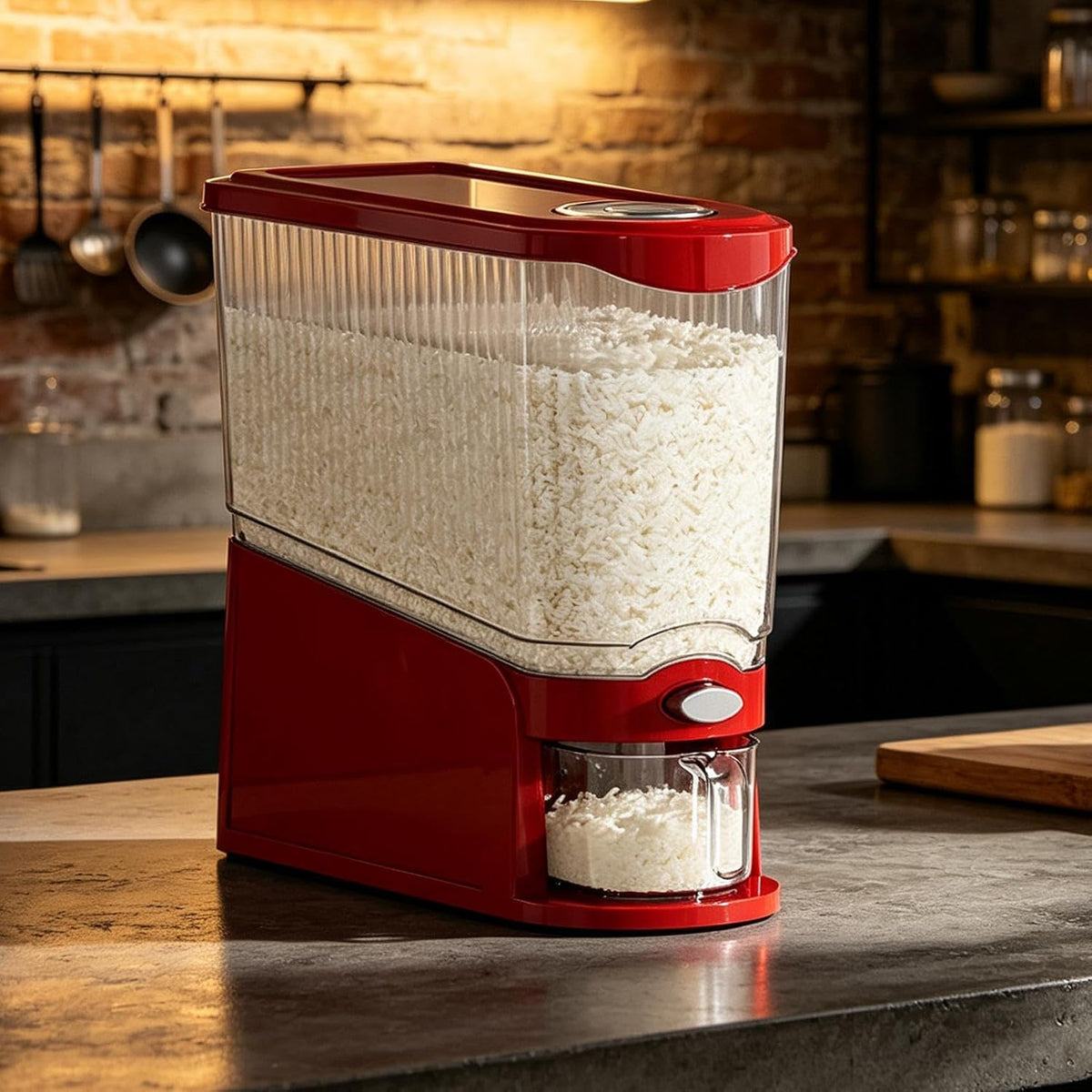 Ultra-Thin Press-Type Rice Dispenser - 13.23lbs Airtight Grain & Cereal St
