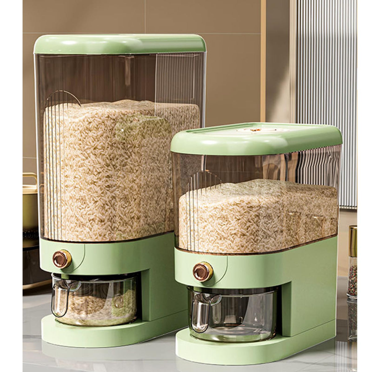 Peaoop 22LBS Rice Dispenser, Large Grain Container Storage with Lid Measuring Cylinder Household Cereal Dispenser Bucket for Kitchen Soybean Corn (22lb)