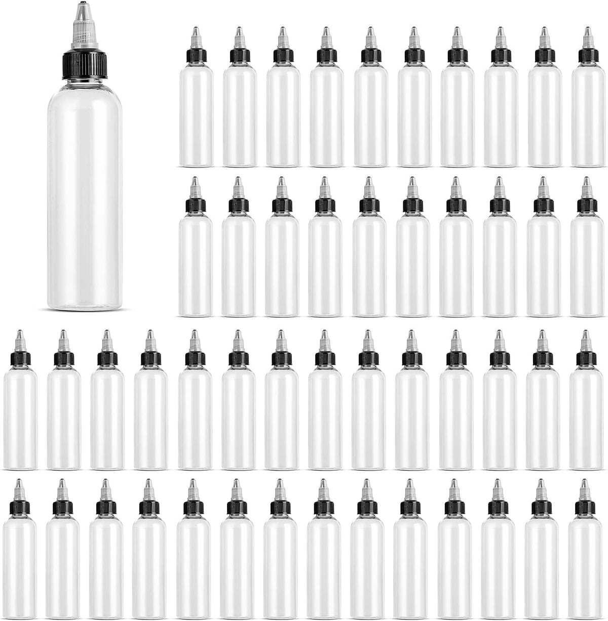 40 Pack Clear Dispensing Bottles,4oz Squeeze Bottles with Twist Top Caps