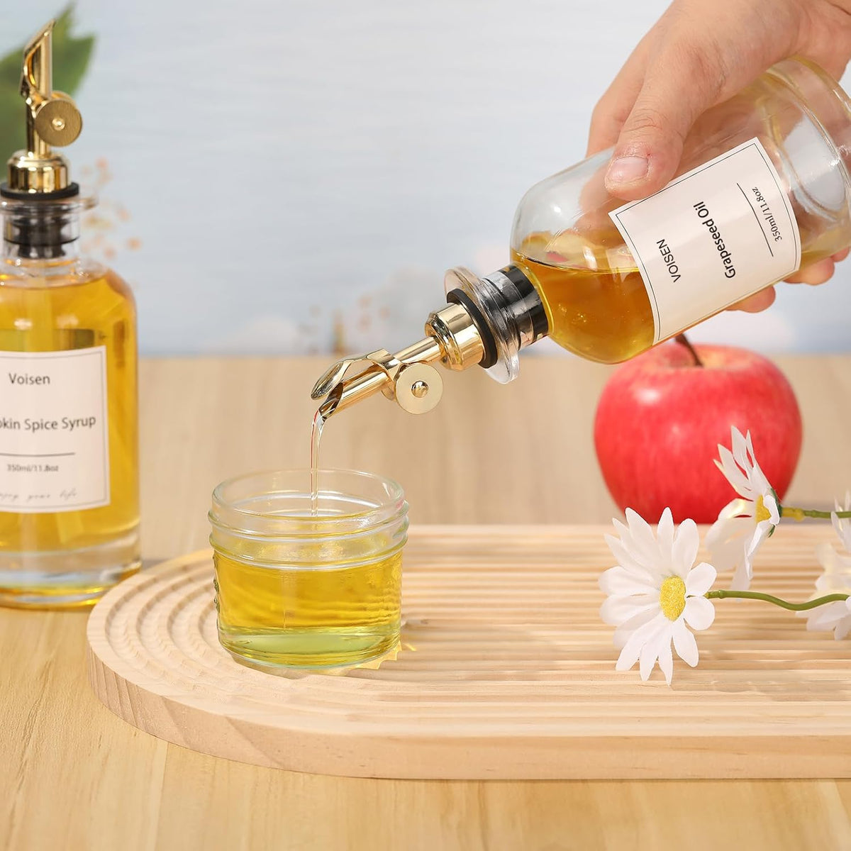 VOISEN Olive Oil Dispenser Bottle for Kitchen, Glass Oil Bottle Set of 6