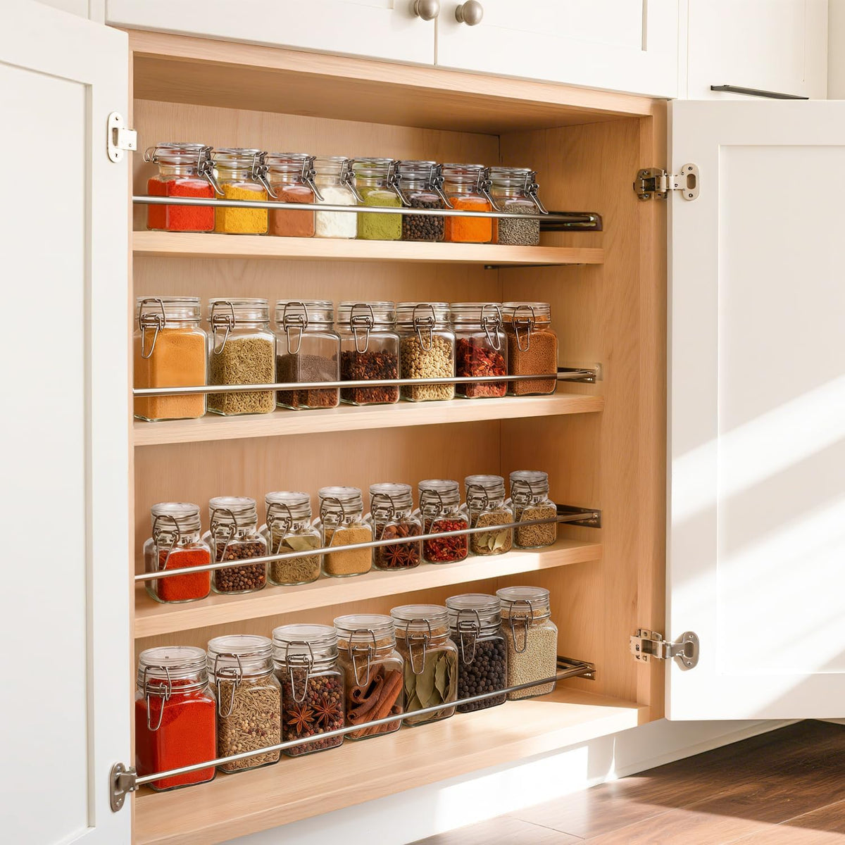 ComSaf Square Small Glass Spice Jars with Airtight Lids 4 oz 12 Pack Pantry