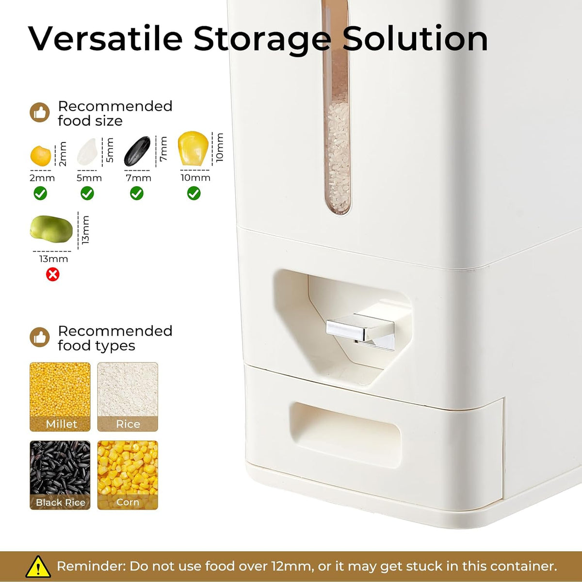 UFORU 22-25 LB Rice Dispenser,Airtight Rice Container with Built-In Drawer