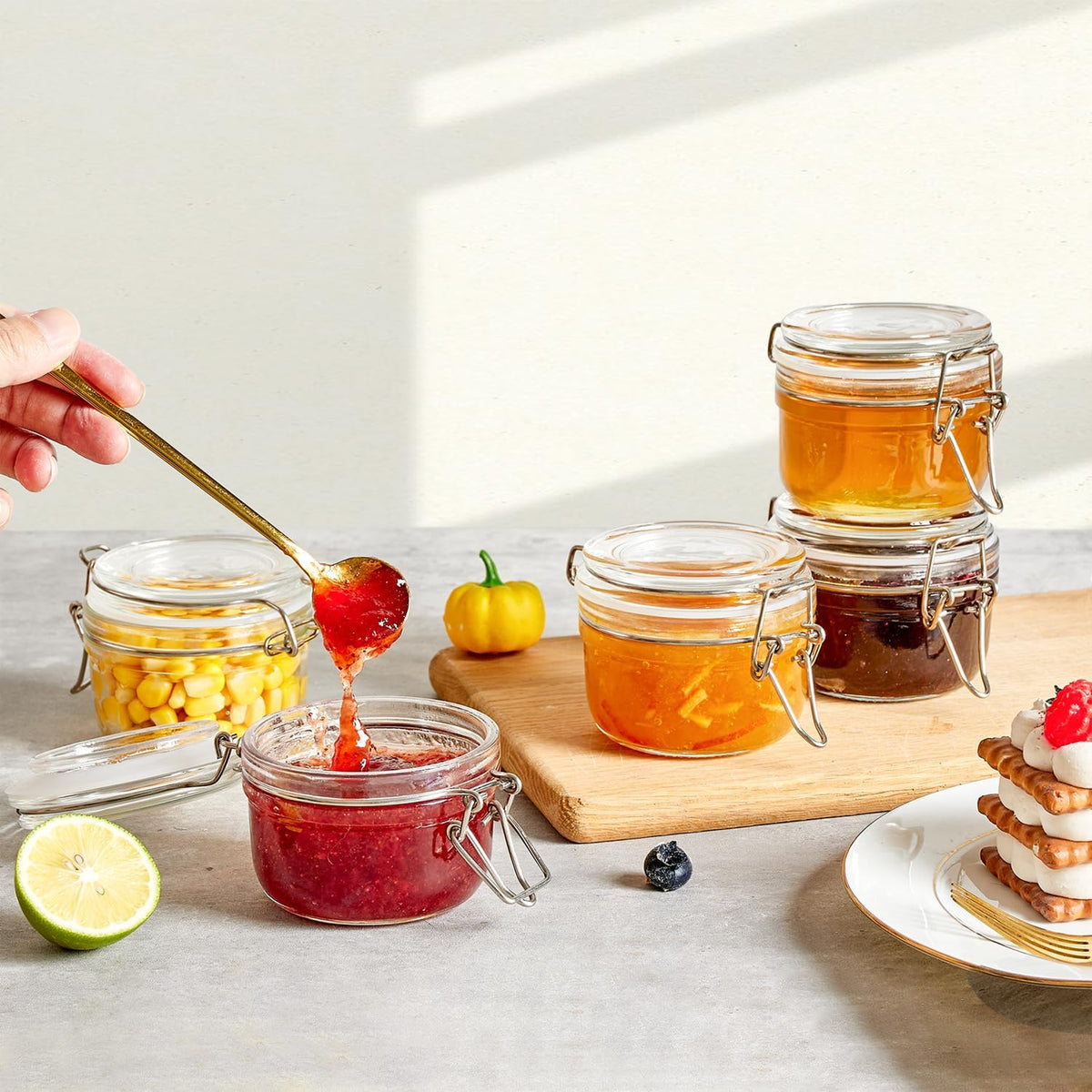 ComSaf Small Glass Spice Jars with Airtight Lids 4 oz 12 Pack Mason Pantry