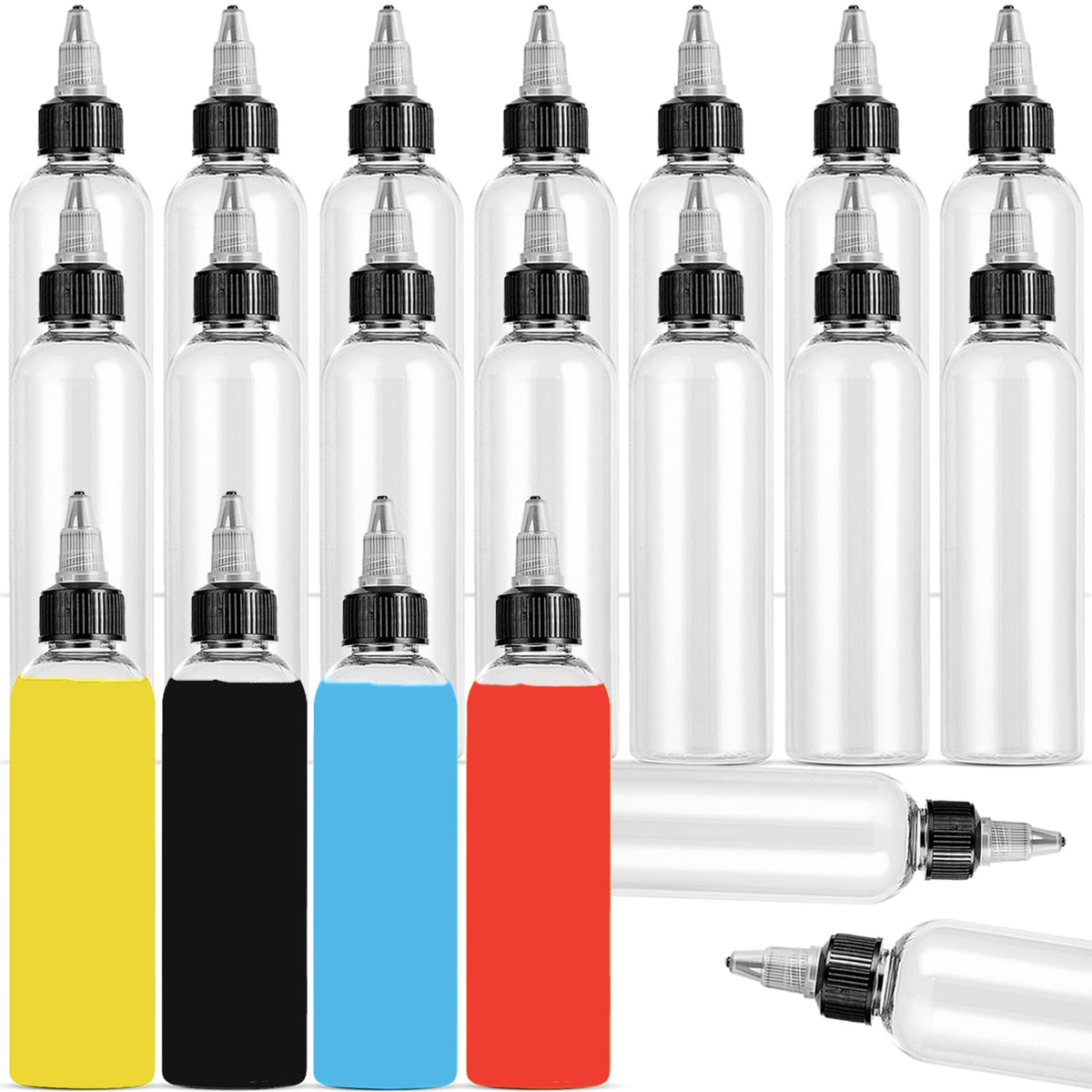 40 Pack Clear Dispensing Bottles,4oz Squeeze Bottles with Twist Top Caps